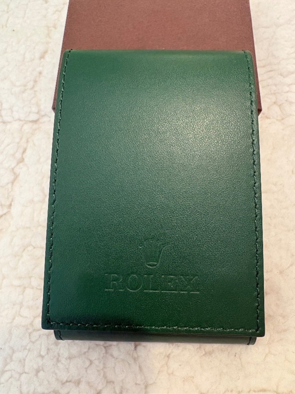 Authentic Rolex Green Leather Travel Case